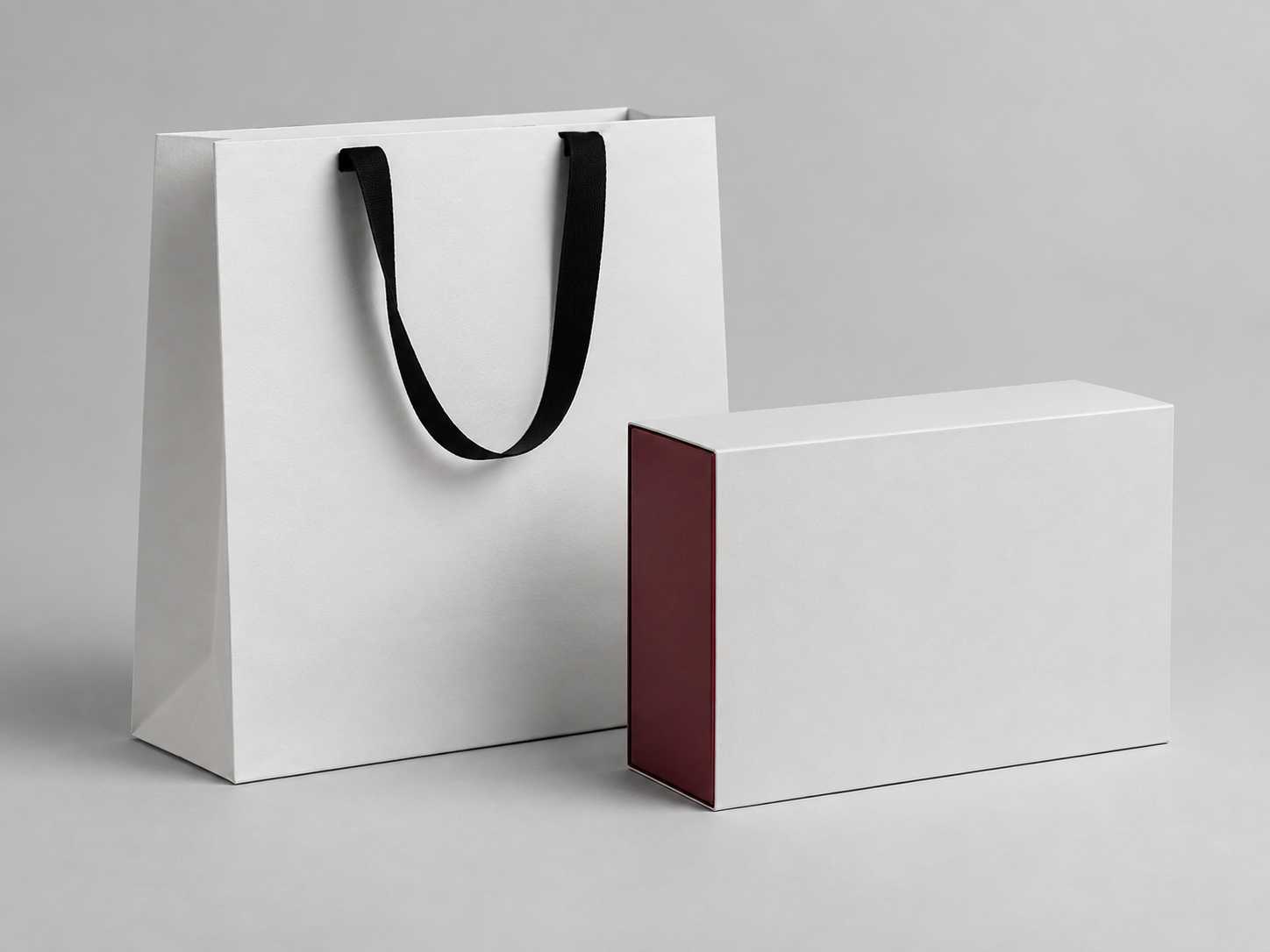 Bordo karton çanta ve premium ürün kutusu
